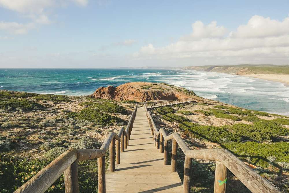Houten wandelpad naar Praia da Bordeira, Algarve